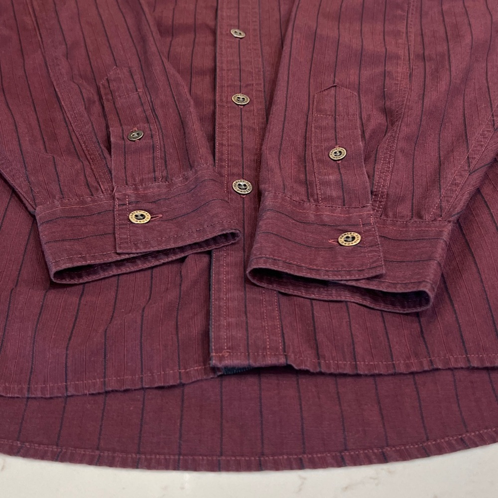 Harley-Davidson Burgundy Pinstripe Embroidered Long Sleeve Button Down Shirt - Picture 7 of 13